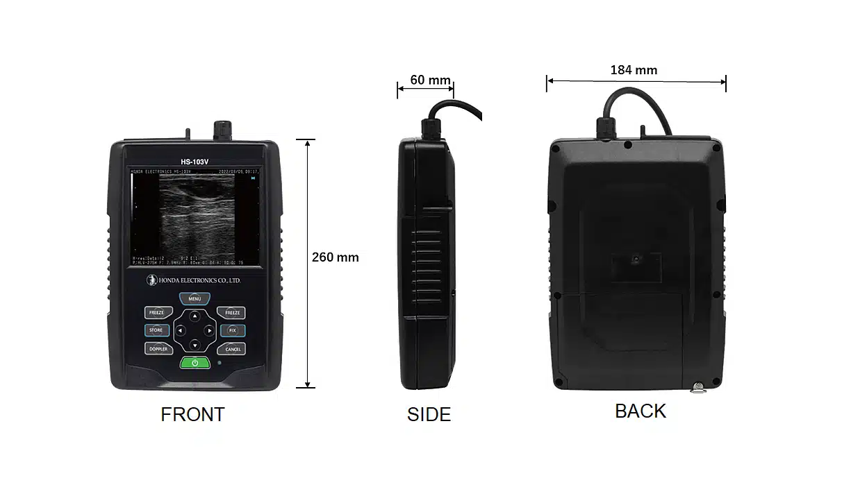 Honda HS-103V Portable Veterinary Ultrasound Dimensions